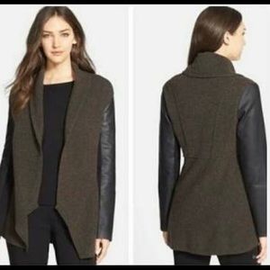 Wool Jacket with Leather Sleeves